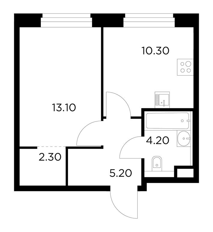 1-BD Apartment Sale, 35.1平方米 at Belyi Grad, Tsentralnaya Street, 1, Mytischi, Moscow Region, Russia #1