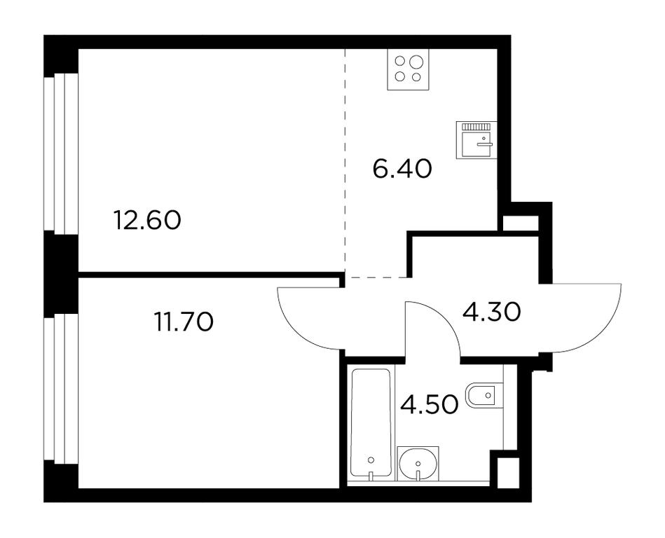 1-BD Apartment Sale, 39.5平方米 at Belyi Grad, Tsentralnaya Street, 1, Mytischi, Moscow Region, Russia #1