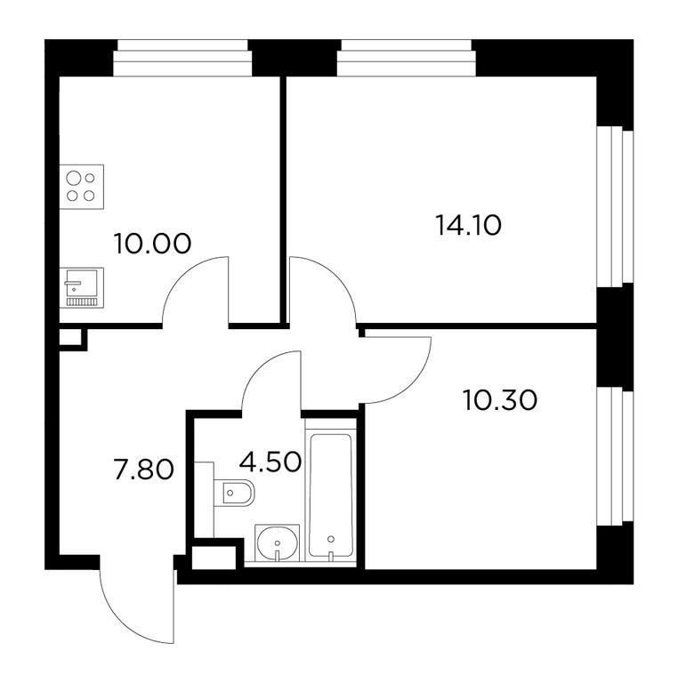 2-BD Apartment Sale, 46.9平方米 at Belyi Grad, Tsentralnaya Street, 1, Mytischi, Moscow Region, Russia #1 2-BD Apartment Sale, 46.9平方米 at Belyi Grad, Tsentralnaya Street, 1, Mytischi, Moscow Region, Russia #1