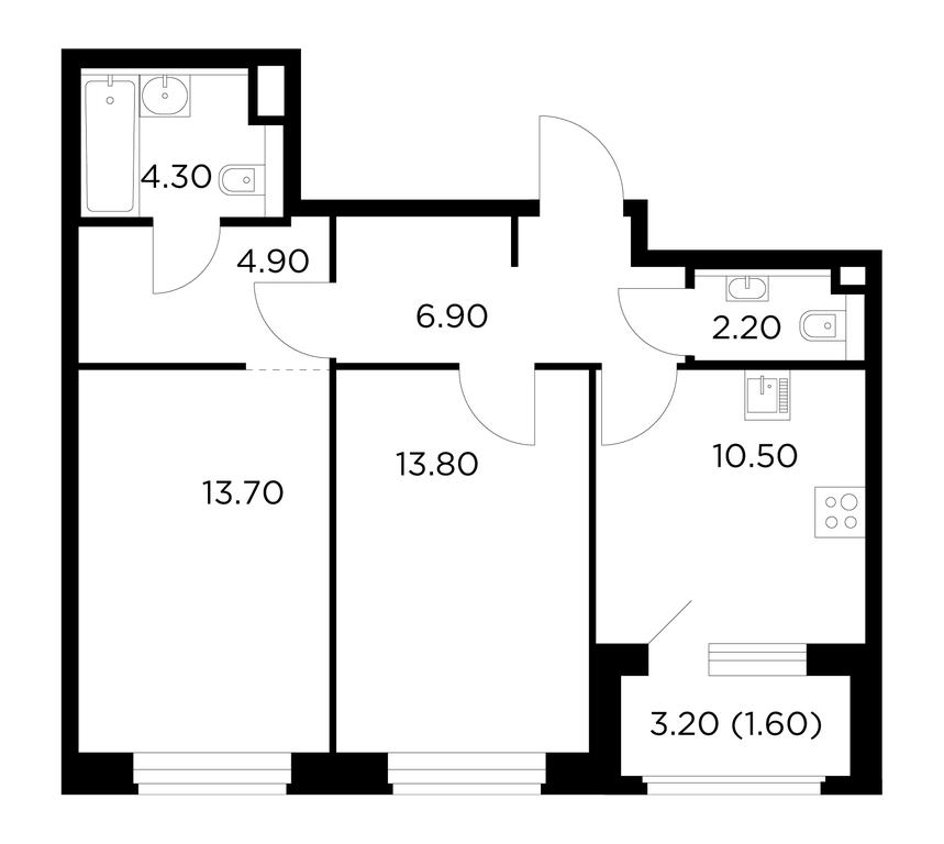 2-BD Apartment Sale, 57.9平方米 at Belyi Grad, Tsentralnaya Street, 1, Mytischi, Moscow Region, Russia #1 2-BD Apartment Sale, 57.9平方米 at Belyi Grad, Tsentralnaya Street, 1, Mytischi, Moscow Region, Russia #1