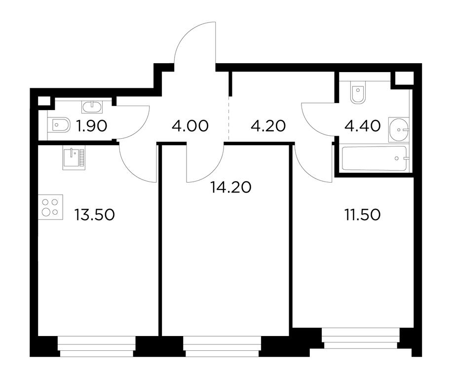 2-BD Apartment Sale, 53.7平方米 at Belyi Grad, Tsentralnaya Street, 1, Mytischi, Moscow Region, Russia #1 2-BD Apartment Sale, 53.7平方米 at Belyi Grad, Tsentralnaya Street, 1, Mytischi, Moscow Region, Russia #1