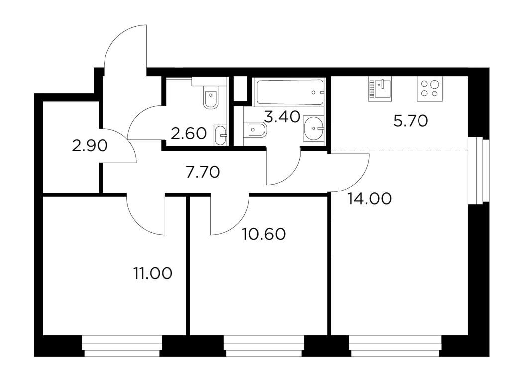 2-BD Apartment Sale, 57.9 sq. m. at Belyi Grad, Tsentralnaya Street, 1, Mytischi, Moscow Region, Russia #1 2-BD Apartment Sale, 57.9 sq. m. at Belyi Grad, Tsentralnaya Street, 1, Mytischi, Moscow Region, Russia #1