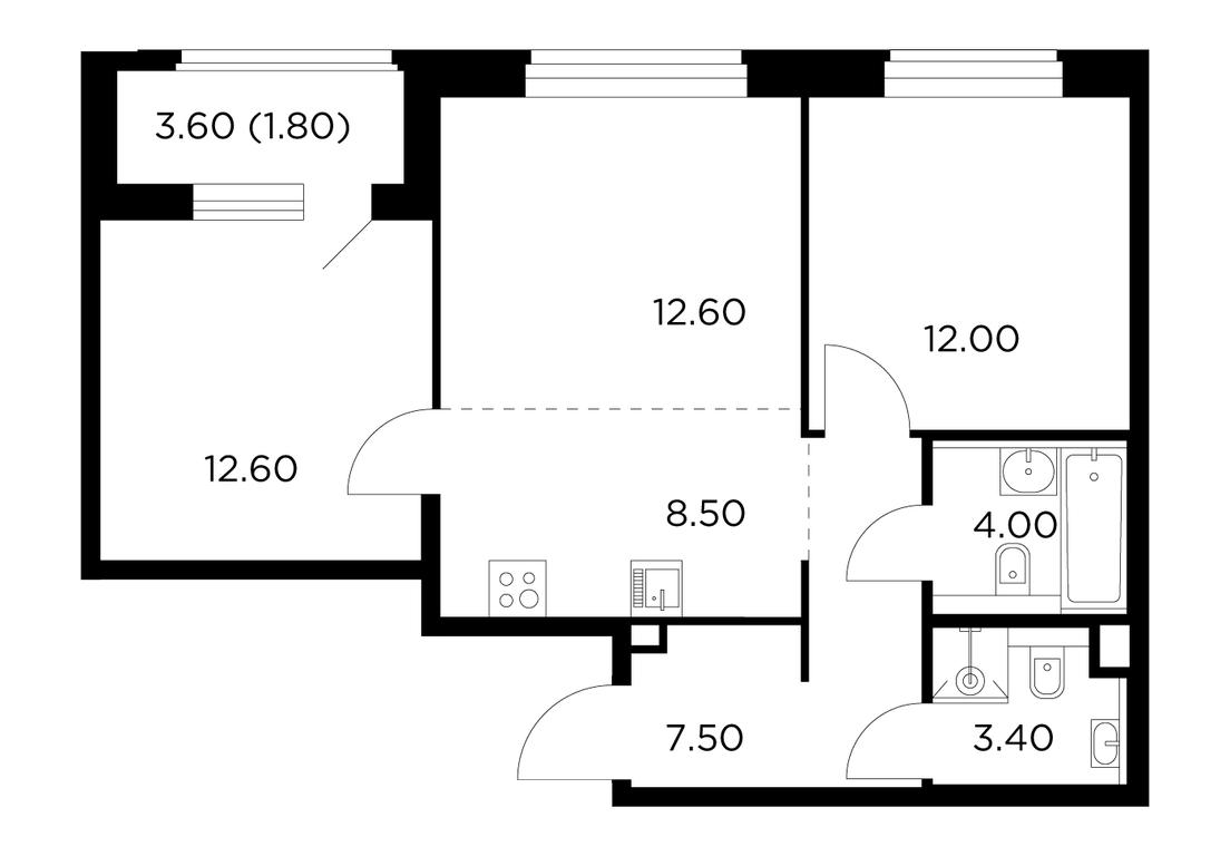 2-BD Apartment Sale, 62.4平方米 at Belyi Grad, Tsentralnaya Street, 1, Mytischi, Moscow Region, Russia #1 2-BD Apartment Sale, 62.4平方米 at Belyi Grad, Tsentralnaya Street, 1, Mytischi, Moscow Region, Russia #1