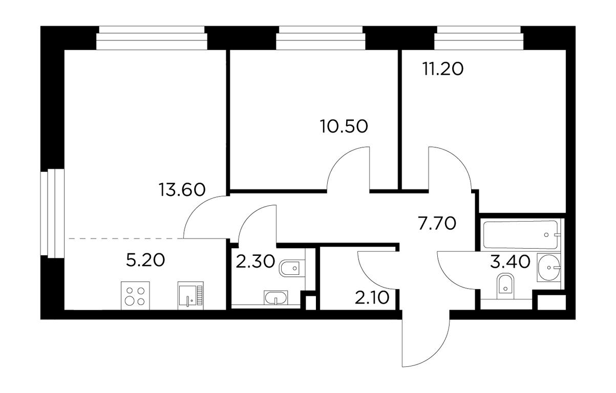 2-BD Apartment Sale, 56平方米 at Belyi Grad, Tsentralnaya Street, 1, Mytischi, Moscow Region, Russia #1 2-BD Apartment Sale, 56平方米 at Belyi Grad, Tsentralnaya Street, 1, Mytischi, Moscow Region, Russia #1
