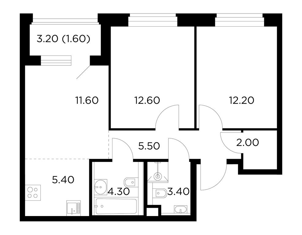 2-BD Apartment Sale, 58.6平方米 at Belyi Grad, Tsentralnaya Street, 1, Mytischi, Moscow Region, Russia #1 2-BD Apartment Sale, 58.6平方米 at Belyi Grad, Tsentralnaya Street, 1, Mytischi, Moscow Region, Russia #1