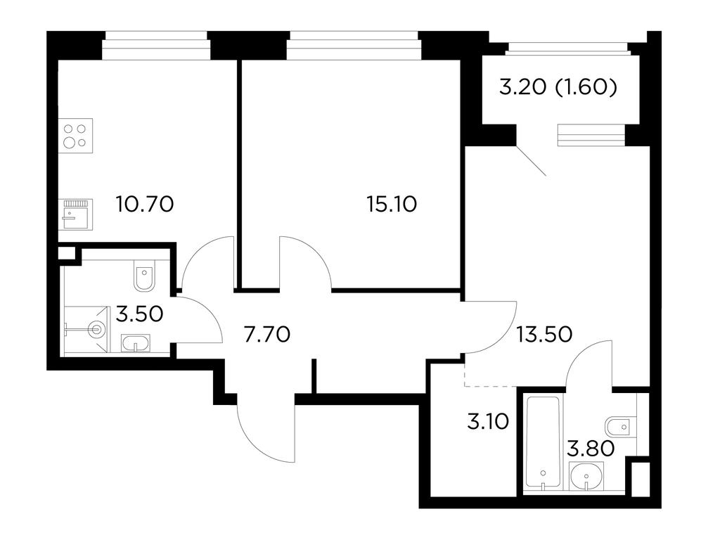 2-BD Apartment Sale, 59平方米 at Belyi Grad, Tsentralnaya Street, 1, Mytischi, Moscow Region, Russia #1 2-BD Apartment Sale, 59平方米 at Belyi Grad, Tsentralnaya Street, 1, Mytischi, Moscow Region, Russia #1