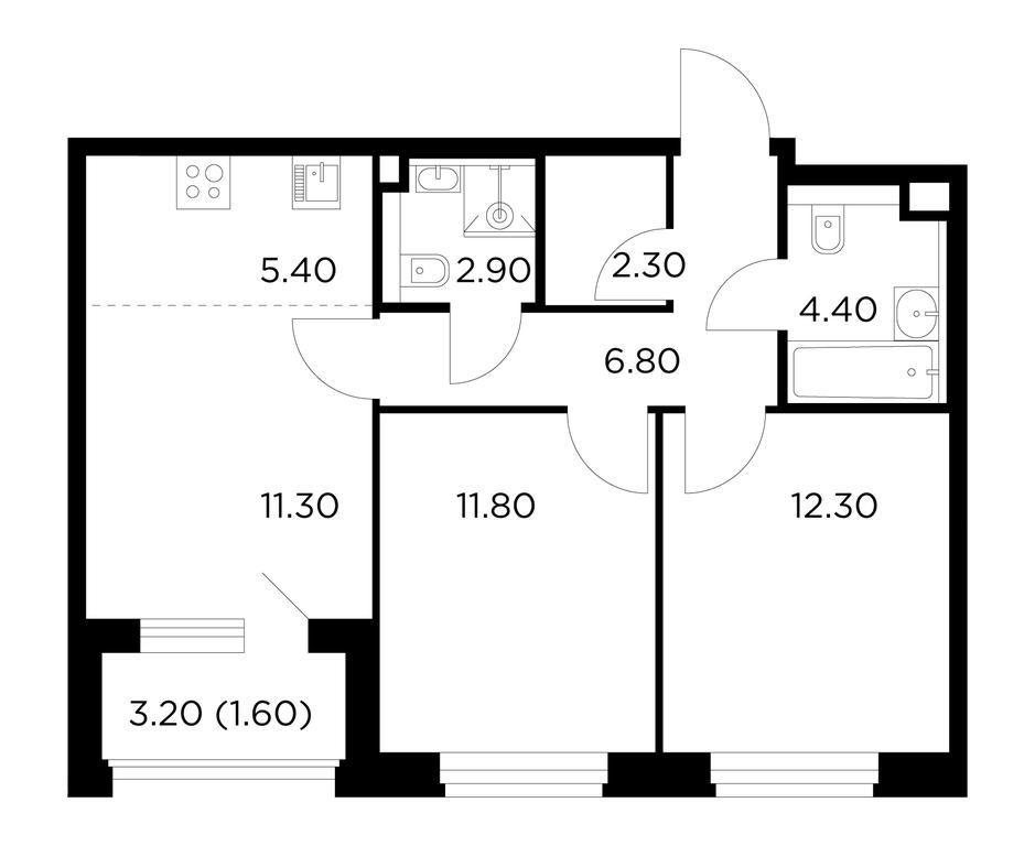 2-BD Apartment Sale, 58.8平方米 at Belyi Grad, Tsentralnaya Street, 1, Mytischi, Moscow Region, Russia #1 2-BD Apartment Sale, 58.8平方米 at Belyi Grad, Tsentralnaya Street, 1, Mytischi, Moscow Region, Russia #1