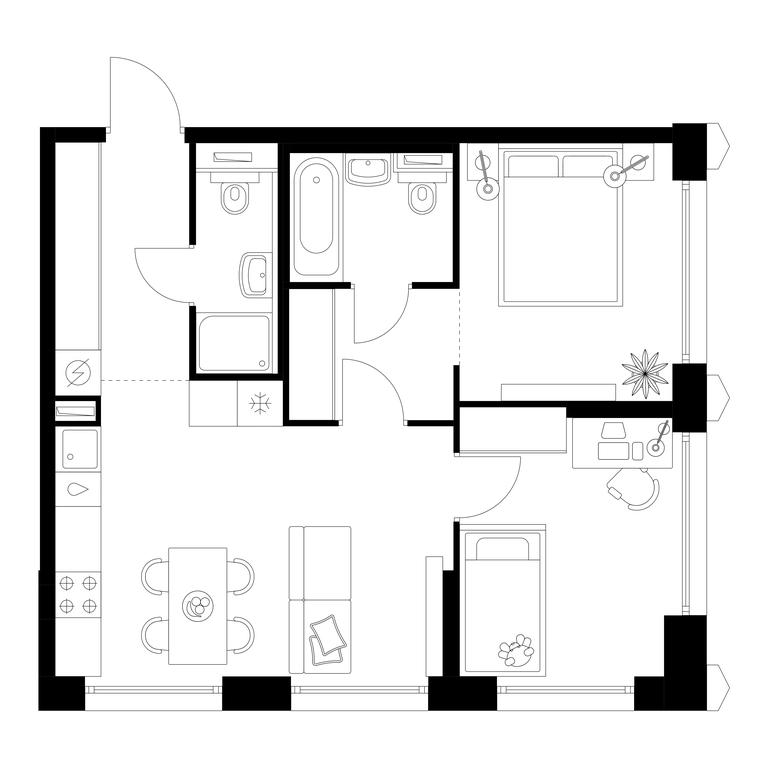 2-BD Apartment Sale, 52.7 sq. m. at Businovskiy Park, Izhorskaya Street, 6с5, Moscow, Russia #1