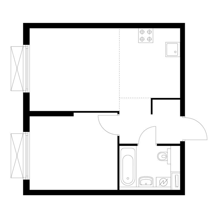1-BD Apartment Sale, 39.4平方米 at Kolskaya 8, Kolskaya Street, 8с16, Moscow, Russia #1