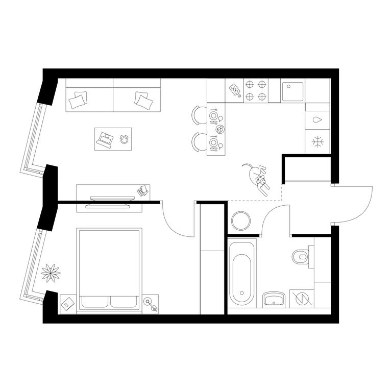 1-BD Apartment Sale, 38.6 sq. m. at Kronshtadtskiy 9, Kronshtadtsky Boulevard, 9с21, Moscow, Russia #1