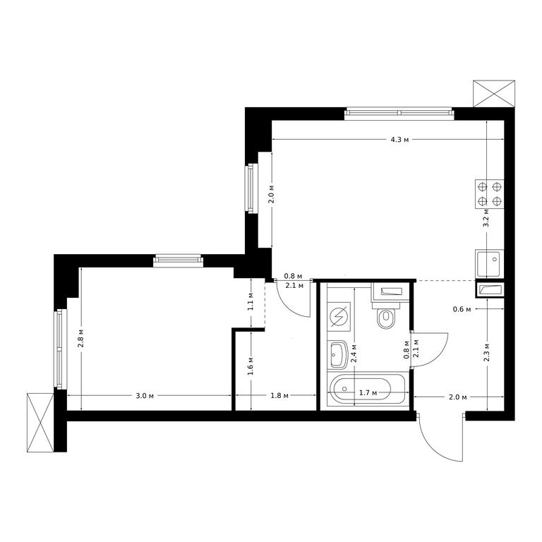 1-BD Apartment Sale, 38.3 sq. m. at Bolshaya Akademicheskaya 85, 3rd Nizhnelikhoborsky Drive, 1с16, Moscow, Russia #1