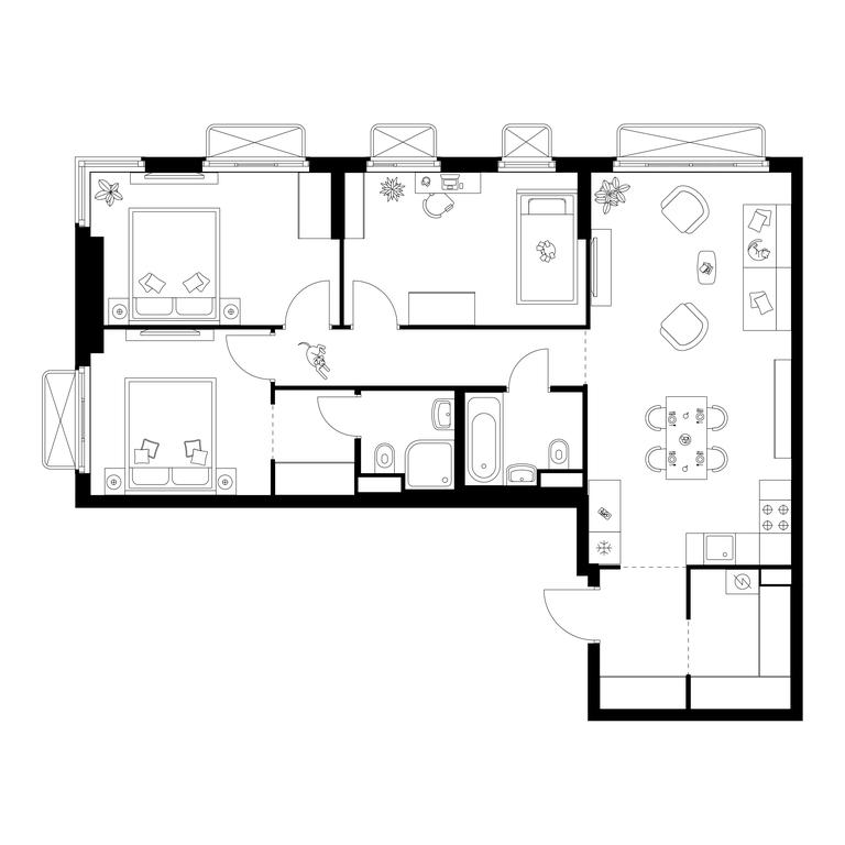 3-BD Apartment Sale, 83.8 sq. m. at Irtyshskiy Kvartal, 2nd Irtyshsky Drive, Moscow, Russia #1