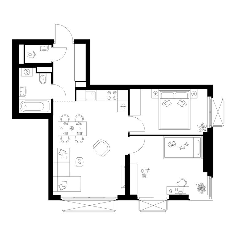 2-BD Apartment Sale, 52.8平方米 at Irtyshskiy Kvartal, 2nd Irtyshsky Drive, Moscow, Russia #1 2-BD Apartment Sale, 52.8平方米 at Irtyshskiy Kvartal, 2nd Irtyshsky Drive, Moscow, Russia #1