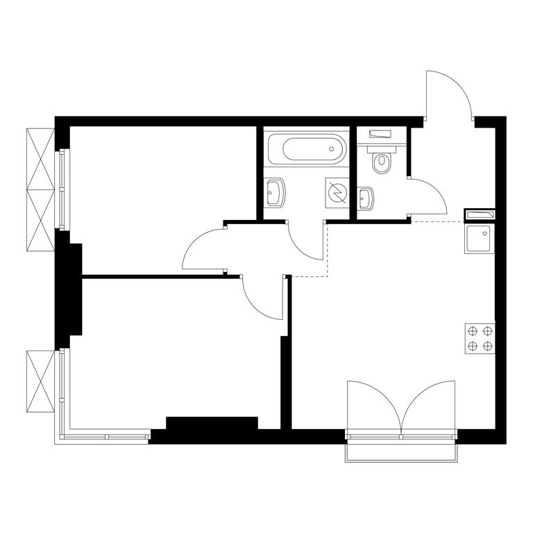 2-BD Apartment Sale, 45.8 sq. m. at Rustaveli 14, Rustaveli Street, 14с20, Moscow, Russia #1