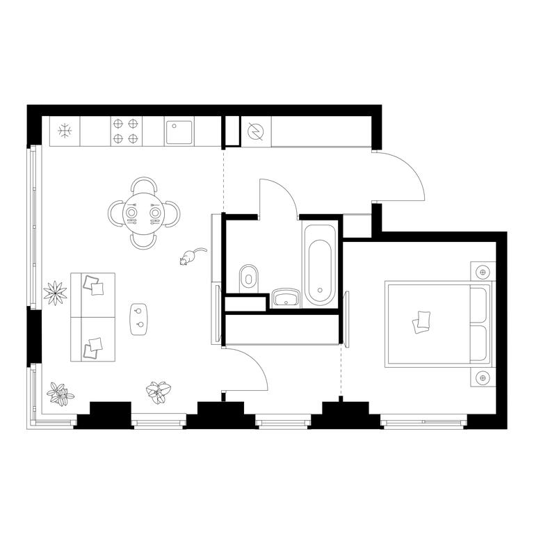 1-BD Apartment Sale, 41.9平方米 at Irtyshskiy Kvartal, 2nd Irtyshsky Drive, Moscow, Russia #1