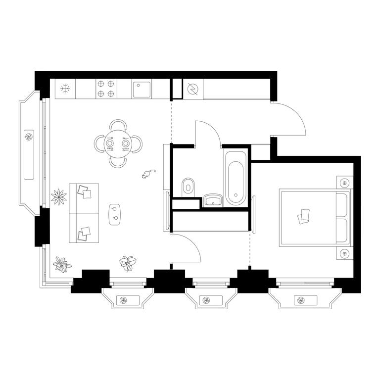 1-BD Apartment Sale, 41.9平方米 at Irtyshskiy Kvartal, 2nd Irtyshsky Drive, Moscow, Russia #2