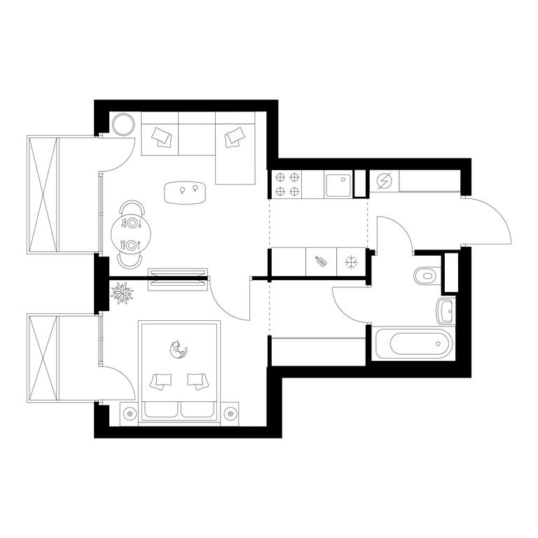1-BD Apartment Sale, 34.9 sq. m. at Irtyshskiy Kvartal, 2nd Irtyshsky Drive, Moscow, Russia #1