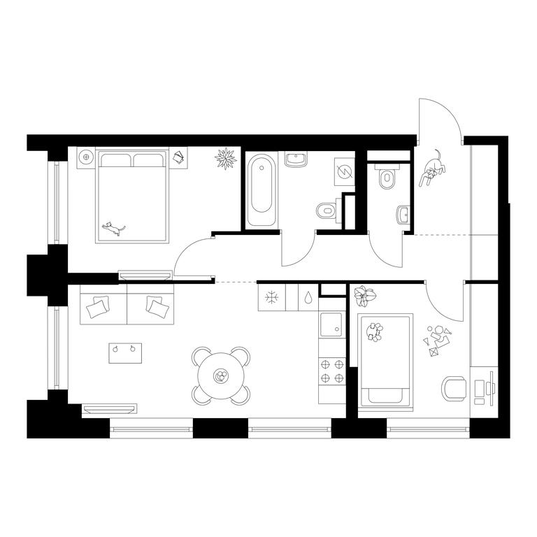 2-BD Apartment Sale, 51.5平方米 at Matveevskiy Park, Ochakovskoye Highway, вл3с11, Moscow, Russia #1