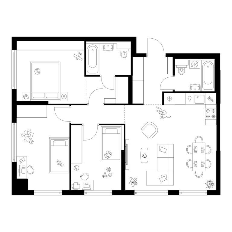 3-BD Apartment Sale, 76.9 sq. m. at Plehanova 11, Plekhanova Street, 13с6, Moscow, Russia #1