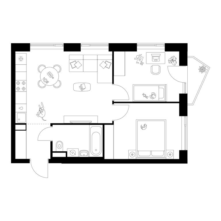 2-BD Apartment Sale, 48.6 sq. m. at Michurinskiy Park, Ozyornaya Street, 44А, Moscow, Russia #1