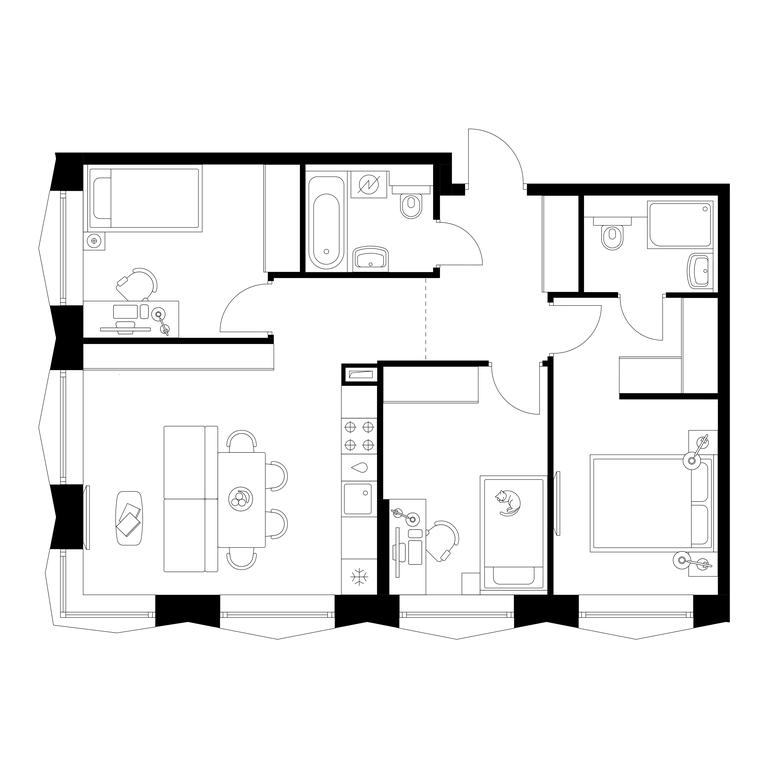 3-BD Apartment Sale, 69.9平方米 at Businovskiy Park, Izhorskaya Street, 6с5, Moscow, Russia #1