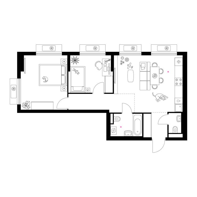 2-BD Apartment Sale, 58.7 sq. m. at Belaya Dacha Park, mikrorayon Parkovy, 1, Kotelniki, Moscow Region, Russia #1