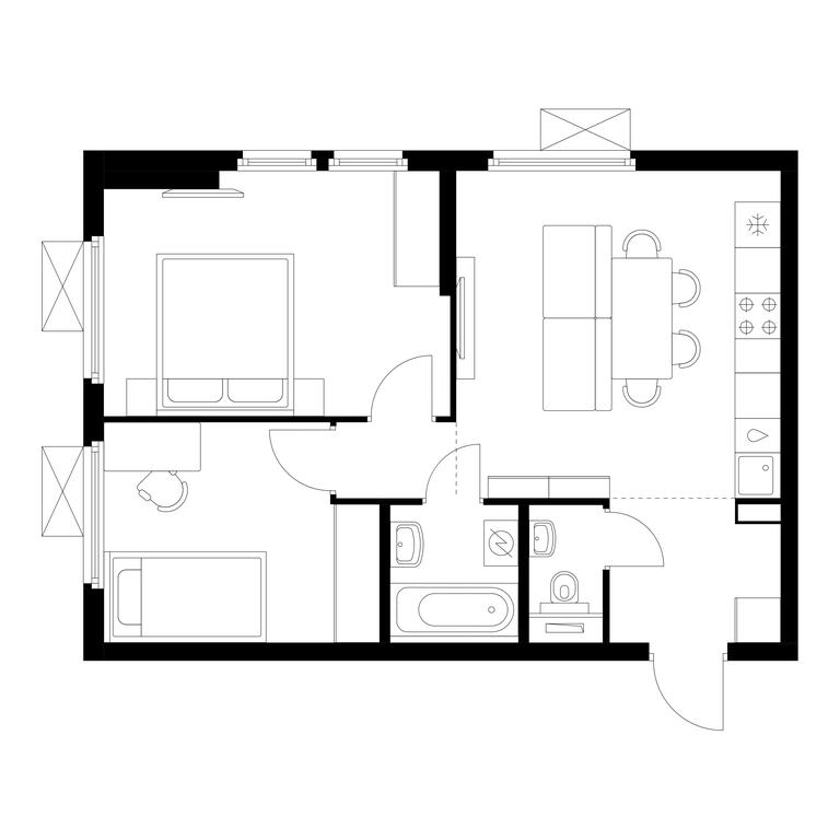 2-BD Apartment Sale, 52.3平方米 at Yaroslavskij kvartal, Yaroslavskiy Drive, 116, Korolyov, Moscow Region, Russia #1