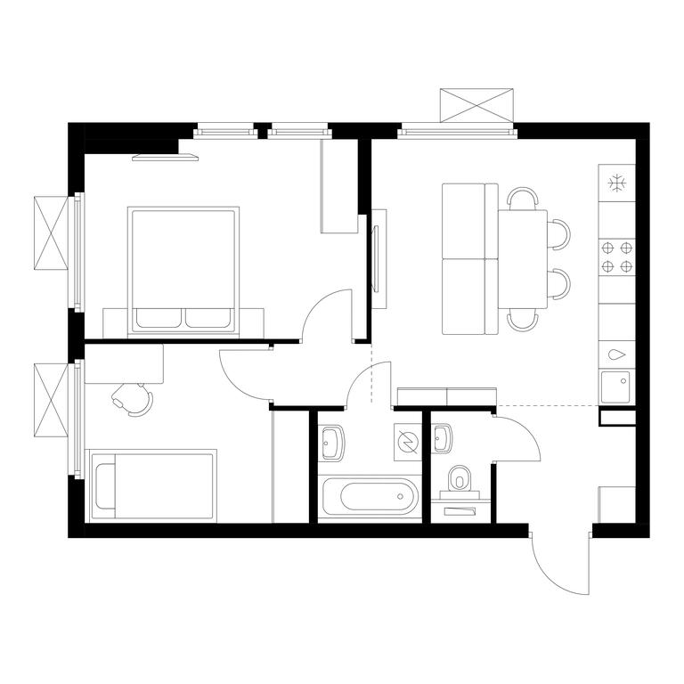 2-BD Apartment Sale, 52.3平方米 at Yaroslavskij kvartal, Yaroslavskiy Drive, 116, Korolyov, Moscow Region, Russia #2
