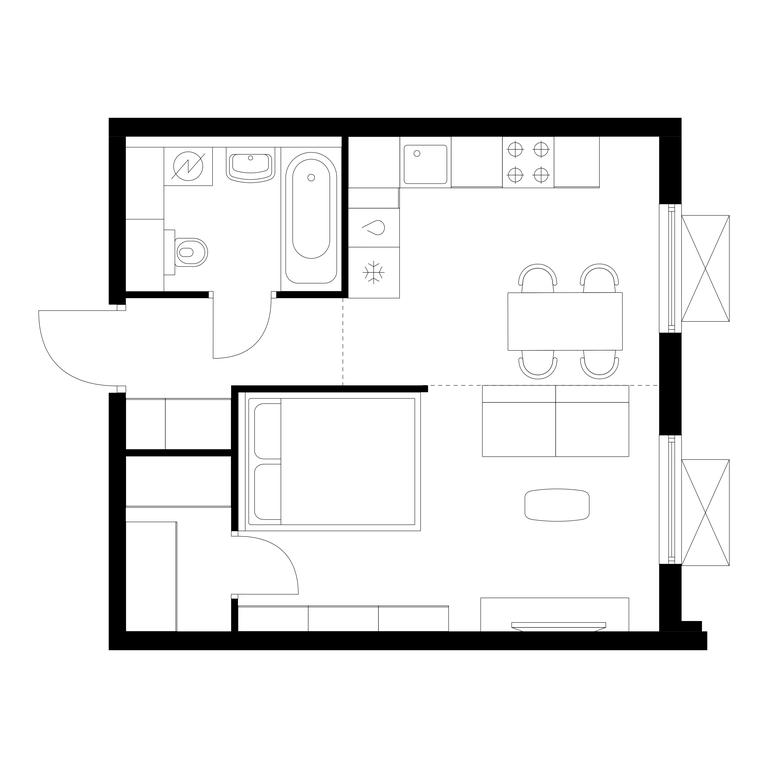1-BD Apartment Sale, 34.1平方米 at Yauza Park, ulitsa Kolontsova, 4, Mytischi, Moscow Region, Russia #1