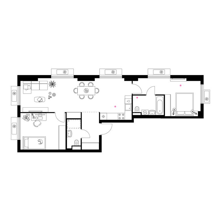 2-BD Apartment Sale, 68.6 sq. m. at Belaya Dacha Park, mikrorayon Parkovy, 1, Kotelniki, Moscow Region, Russia #1