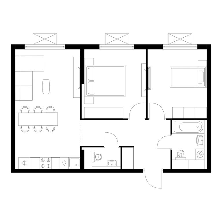 2-BD Apartment Sale, 58.1 sq. m. at Yauza Park, ulitsa Kolontsova, 4, Mytischi, Moscow Region, Russia #1