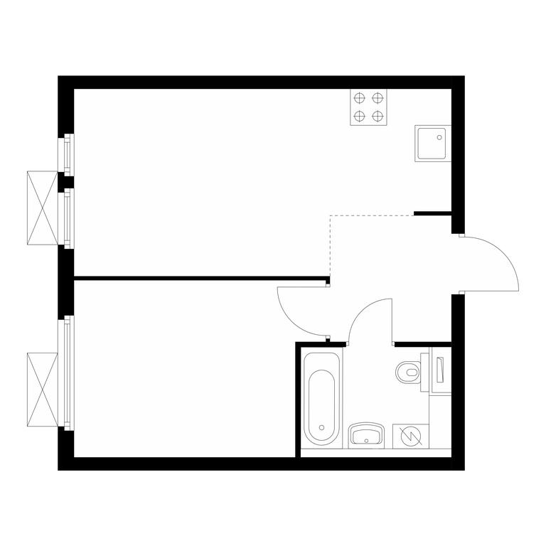 1-BD Apartment Sale, 35.7 sq. m. at Kuzminskiy Les, mikrorayon Belaya Dacha, 25, Kotelniki, Moscow Region, Russia #1
