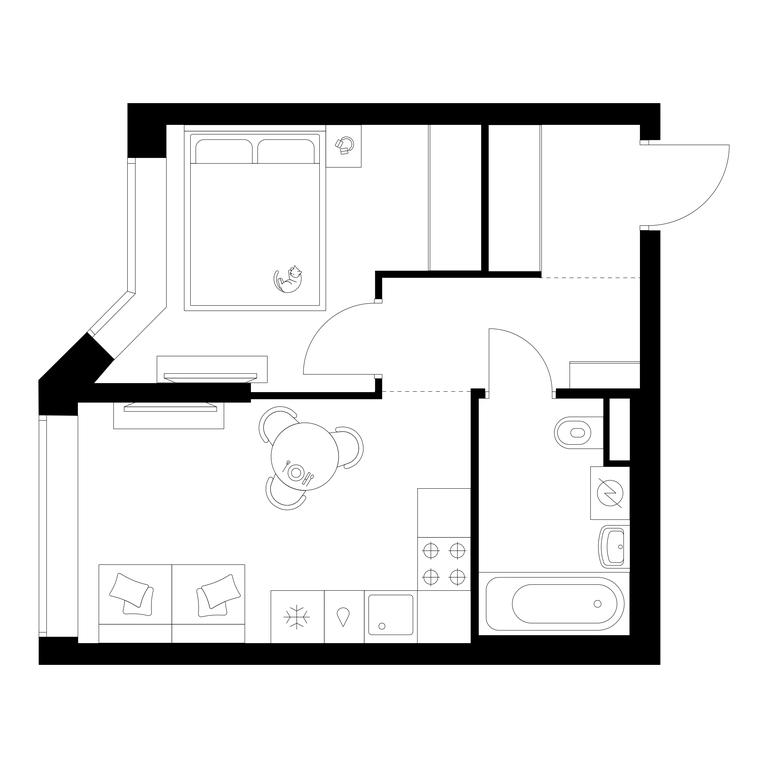 1-BD Apartment Sale, 33.6 sq. m. at Michurinskiy Park, Ozyornaya Street, 44А, Moscow, Russia #1