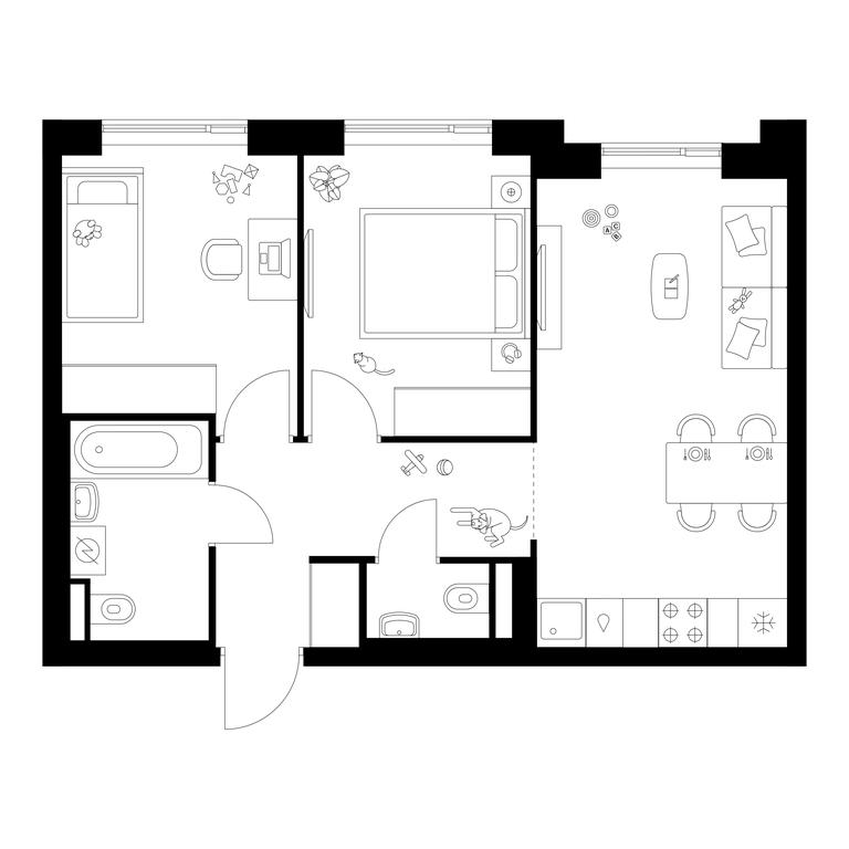 2-BD Apartment Sale, 50 sq. m. at Michurinskiy Park, Ozyornaya Street, 44А, Moscow, Russia #1