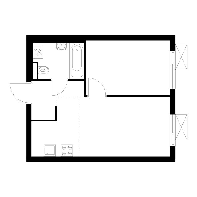 1-BD Apartment Sale, 34平方米 at Yauza Park, ulitsa Kolontsova, 4, Mytischi, Moscow Region, Russia #1