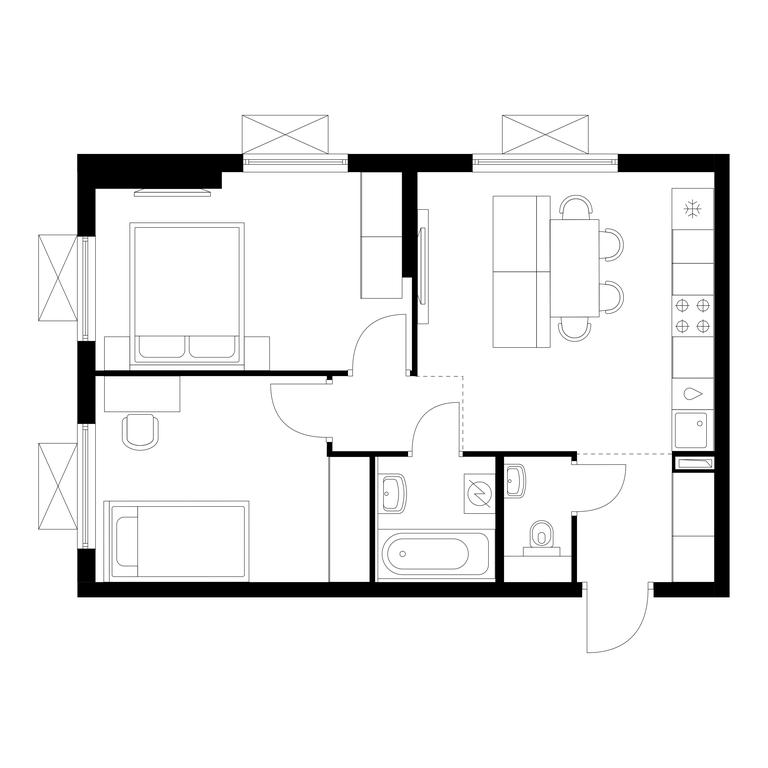 2-BD Apartment Sale, 49.7平方米 at Yauza Park, ulitsa Kolontsova, 4, Mytischi, Moscow Region, Russia #1