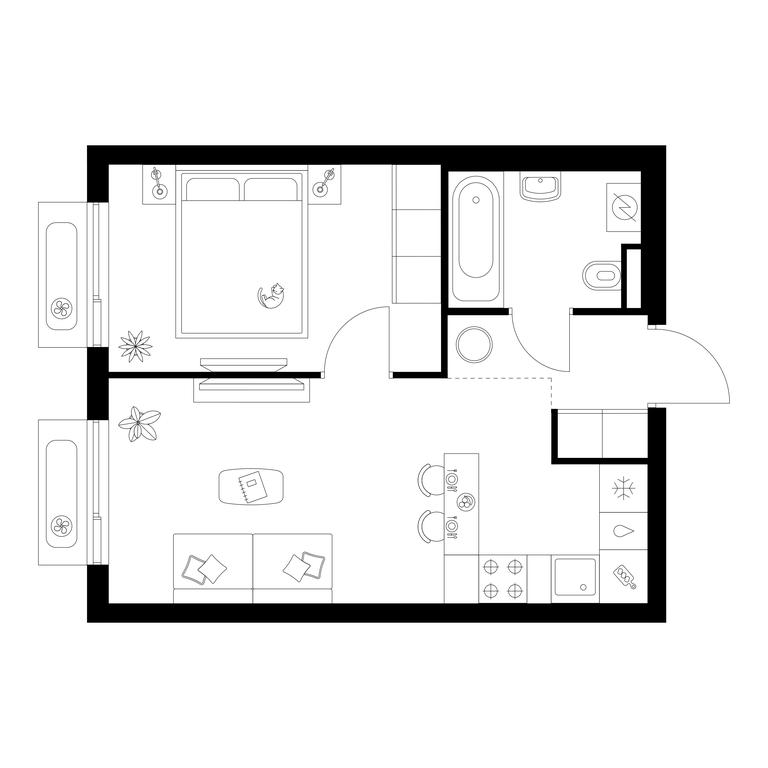 1-BD Apartment Sale, 35.2 sq. m. at Salarevo Park, Salaryevskaya Street, 8к1, Moskovskiy Settlement, Moscow, Russia #1
