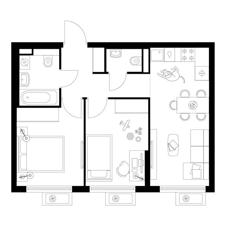 2-BD Apartment Sale, 45.8平方米 at Belaya Dacha Park, mikrorayon Parkovy, 1, Kotelniki, Moscow Region, Russia #1