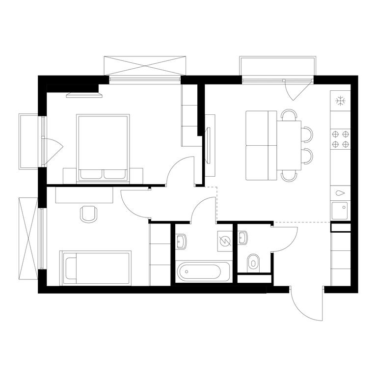 2-BD Apartment Sale, 49.8 sq. m. at Yauza Park, ulitsa Kolontsova, 4, Mytischi, Moscow Region, Russia #1