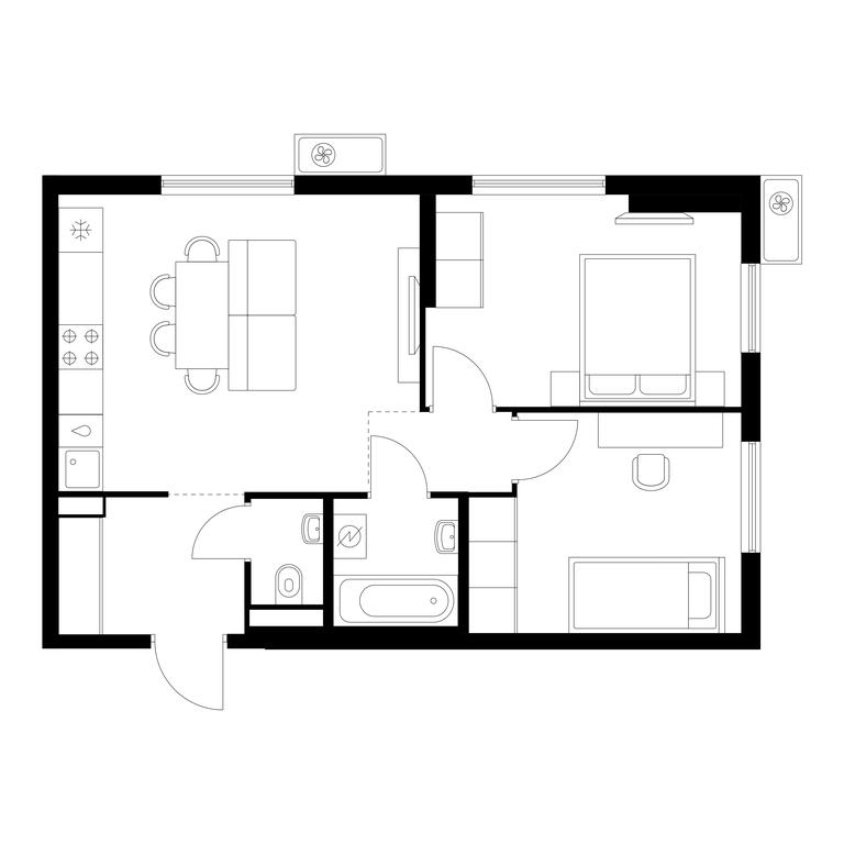 2-BD Apartment Sale, 51.5平方米 at Yauza Park, ulitsa Kolontsova, 4, Mytischi, Moscow Region, Russia #1