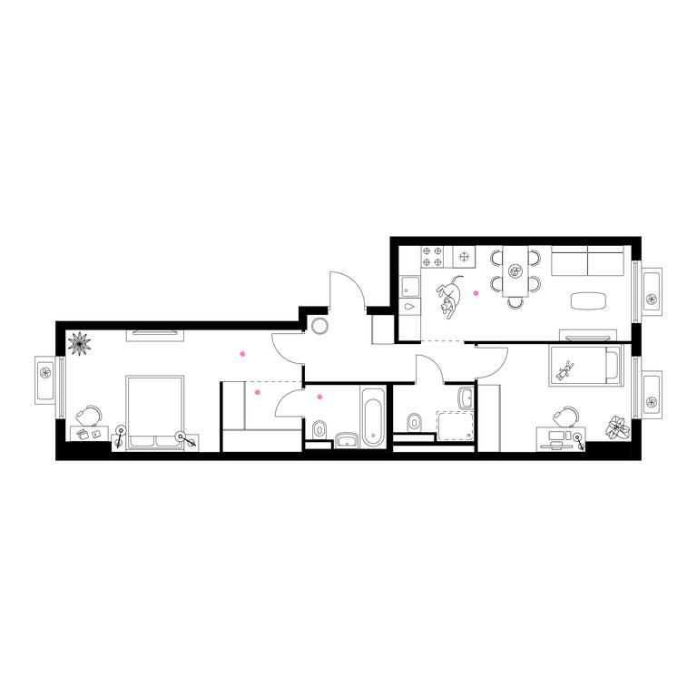 2-BD Apartment Sale, 60 sq. m. at Belaya Dacha Park, mikrorayon Parkovy, 1, Kotelniki, Moscow Region, Russia #1