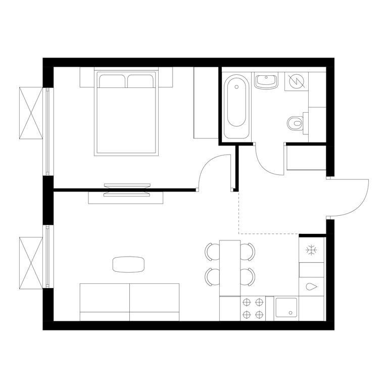 1-BD Apartment Sale, 37.7平方米 at Yauza Park, ulitsa Kolontsova, 4, Mytischi, Moscow Region, Russia #1