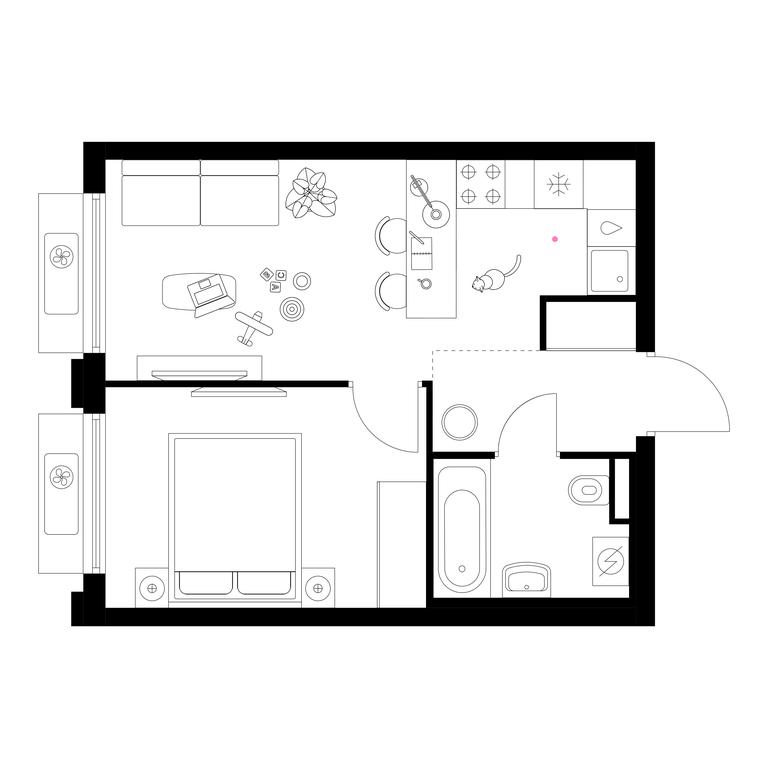 1-BD Apartment Sale, 34.1 sq. m. at Belaya Dacha Park, mikrorayon Parkovy, 1, Kotelniki, Moscow Region, Russia #1