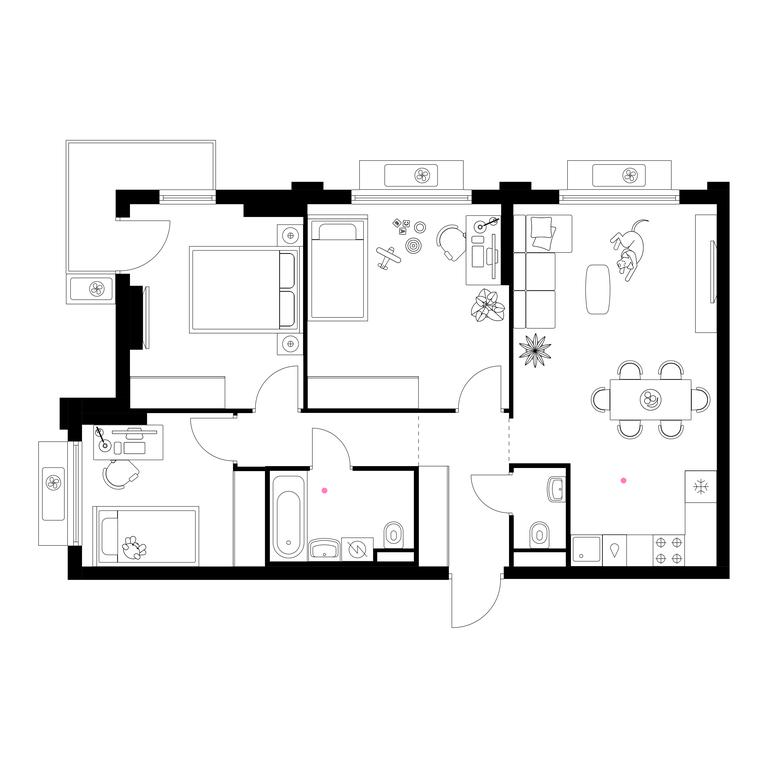 3-BD Apartment Sale, 74.3 sq. m. at Belaya Dacha Park, mikrorayon Parkovy, 1, Kotelniki, Moscow Region, Russia #1