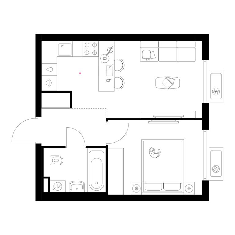 1-BD Apartment Sale, 35.4 sq. m. at Belaya Dacha Park, mikrorayon Parkovy, 1, Kotelniki, Moscow Region, Russia #1