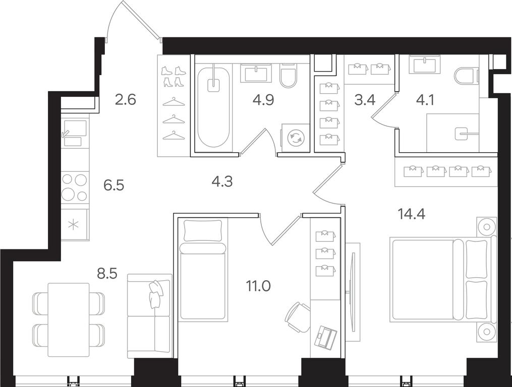 2-BD Apartment Sale, 59.7平方米 at Mangazeya na Tulskoy, Bolshaya Tulskaya Street, Moscow, Russia #1 2-BD Apartment Sale, 59.7平方米 at Mangazeya na Tulskoy, Bolshaya Tulskaya Street, Moscow, Russia #1