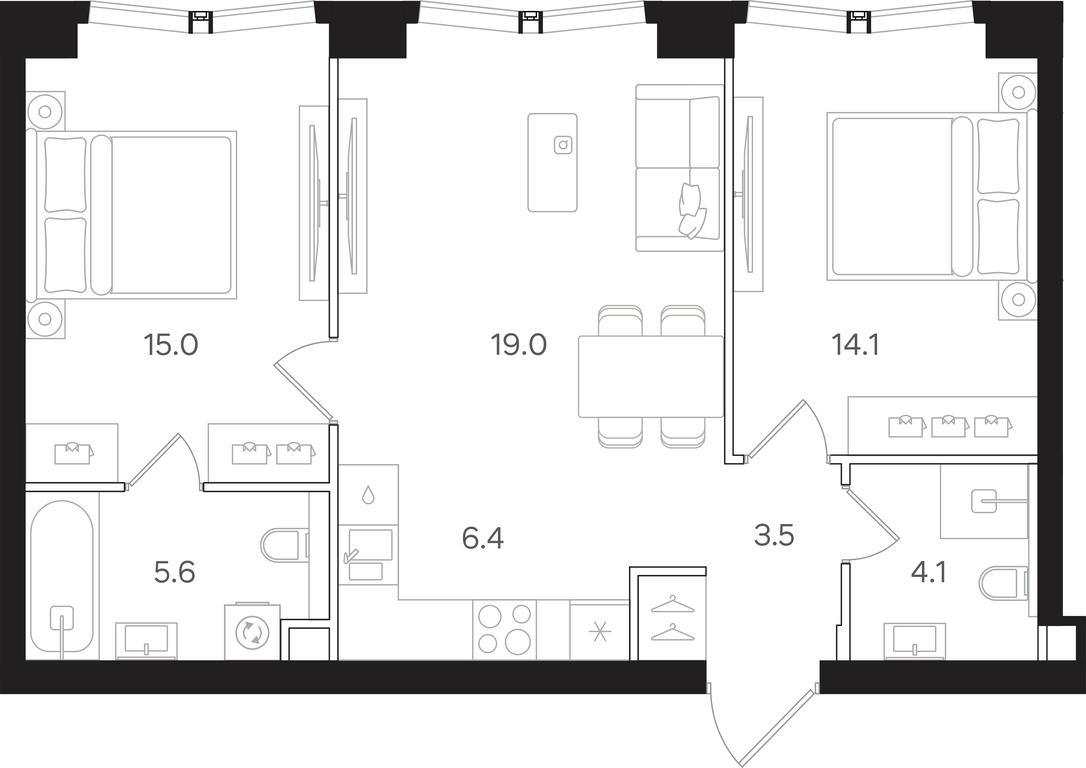 2-BD Apartment Sale, 67.7 sq. m. at Mangazeya na Tulskoy, Bolshaya Tulskaya Street, Moscow, Russia #1