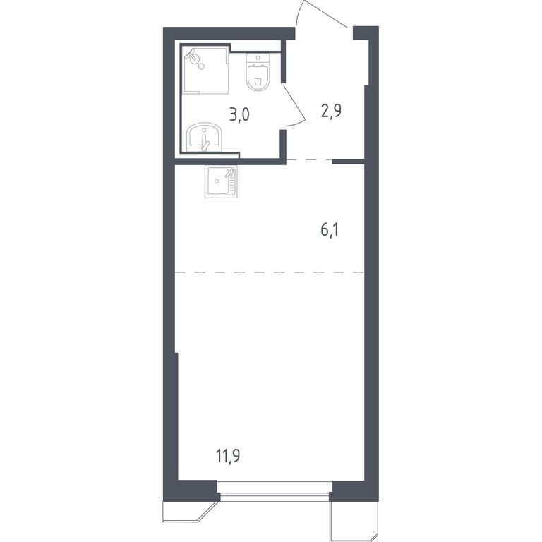 Apartment Sale, 23.93 sq. m. at Sputnik, Lipovoy Roschi Street, 1к4, derevnya Razdory, Odintsovskiy City District, Moscow Region, Russia #1