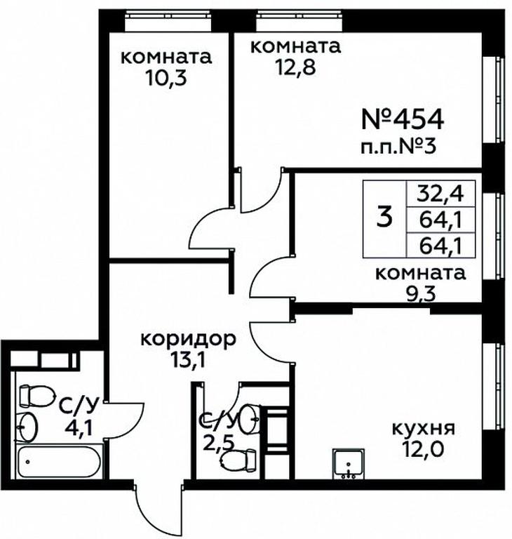 2-BD Apartment Sale, 64.1平方米 at Tsvetochnye Poliany, kvartal № 23, Filimonkovskoye Municipal Formation, Moscow, Russia #1 2-BD Apartment Sale, 64.1平方米 at Tsvetochnye Poliany, kvartal № 23, Filimonkovskoye Municipal Formation, Moscow, Russia #1