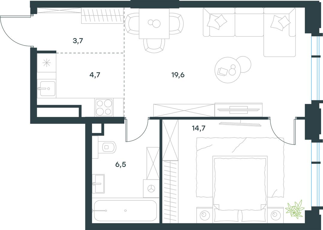 1-BD Apartment Sale, 49.2 sq. m. at Level Akademicheskaya, Profsoyuznaya Street, 2/22, Moscow, Russia #2